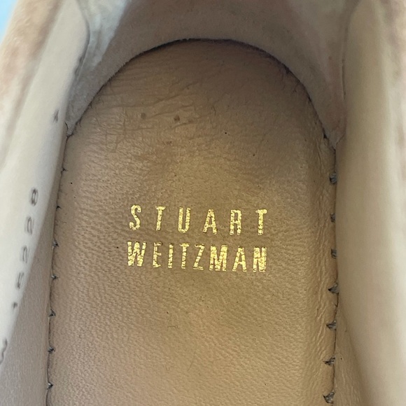 Stuart Weitzman - Beige Suede Lace-Up High Top Espadrilles W/ Gold Studs Sz 7M - Picture 13 of 16
